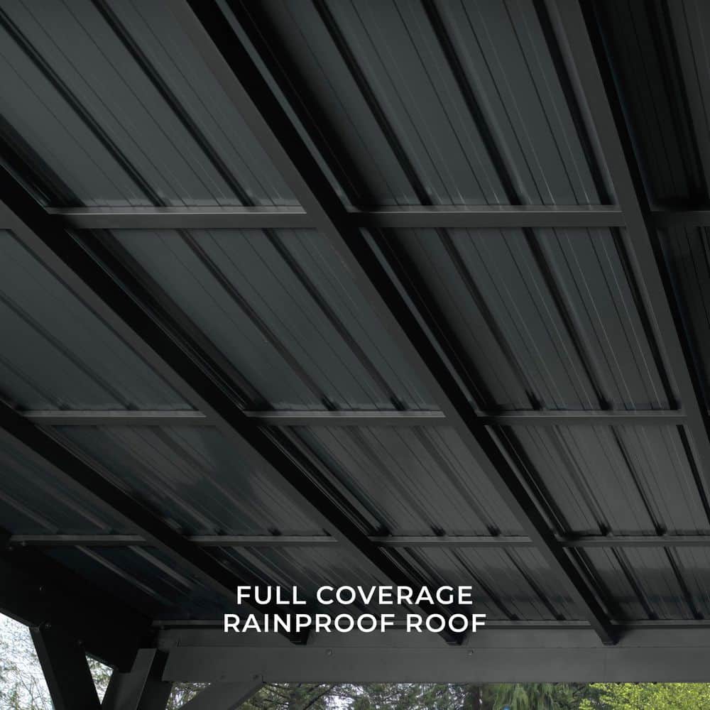 Stonebridge Black Galvanized Steel 20x9.5 Gazebo with Sloped Roof