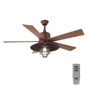 Metro 54 in. Indoor/Outdoor Rustic Copper Ceiling Fan with Light Kit and Remote Control