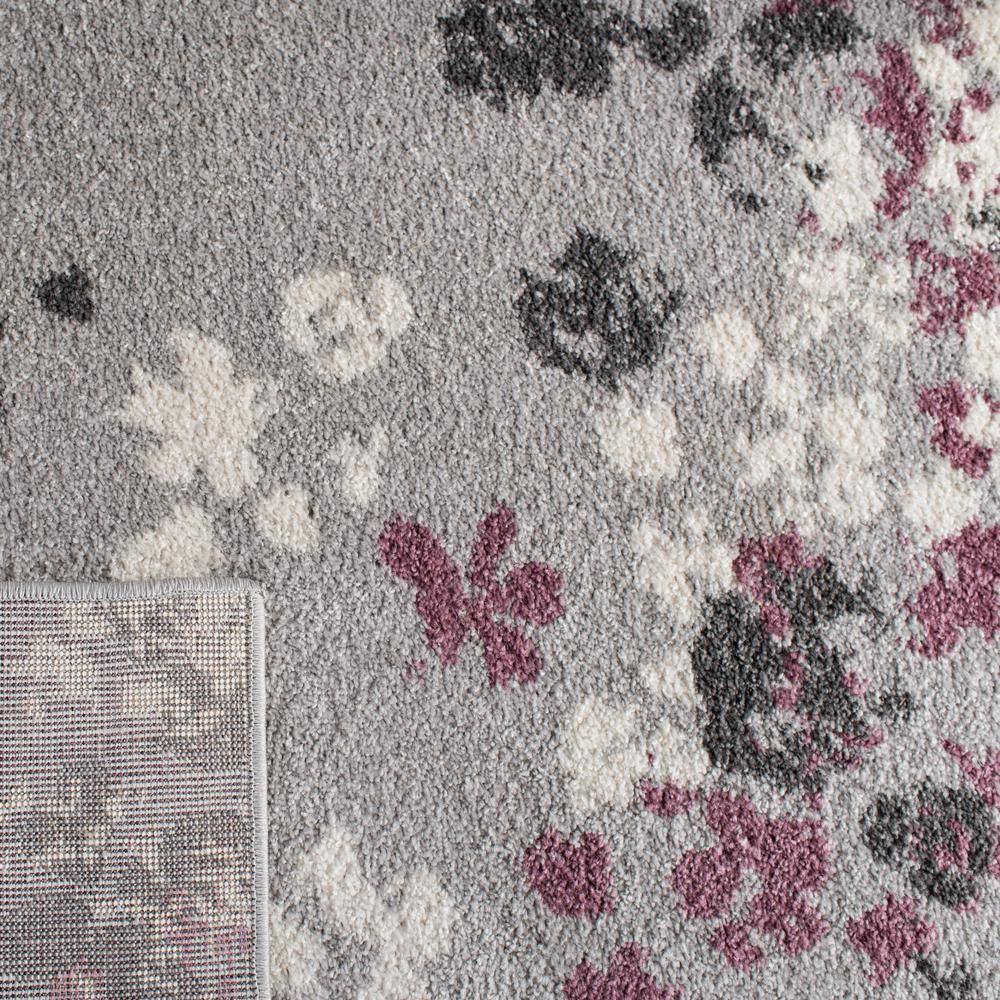 Adirondack Light Grey and Purple Floral 9' x 12' Area Rug