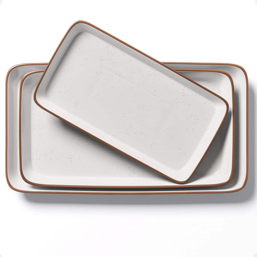 "3Pcs White Ceramic Dinner Plates, 16"", 14"", and 12"" Long, Non-Porous Surface and Lead-Free, BPA Free, Dishwasher Safe" price history on PriceWatchPro