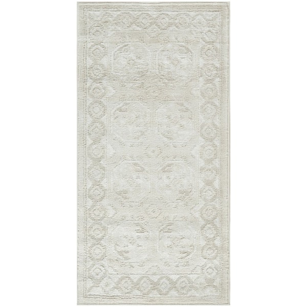 Dekor Ivory Beige 2 ft. x 4 ft. Geometric Traditional Area Rug