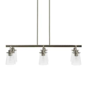 Jameson - 6-Light Brushed Nickel Chandelier Metal and Seedy Glass