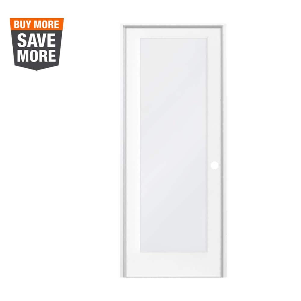 30 in. x 80 in. 1-Lite Satin Etch Solid Hybrid Core MDF Primed Left-Hand Single Prehung Interior Door price history on PriceWatchPro