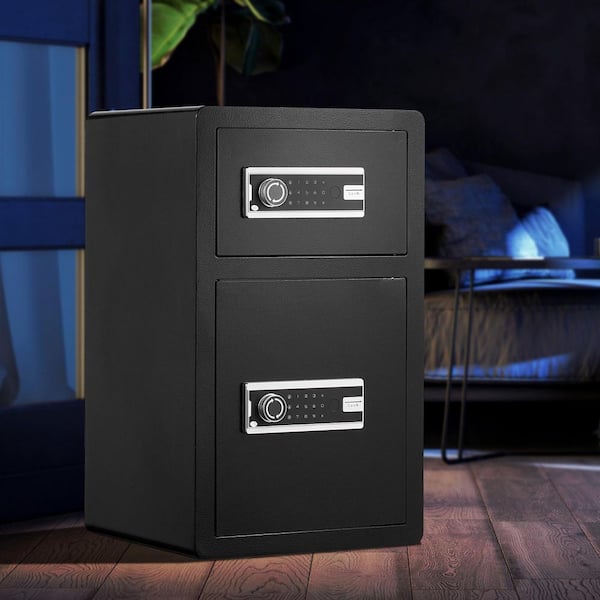 Safe Box, 4.5 cu. ft. Safe Lock Box with Fireproof Bag and 2 Height Adjustable and Removable Divider for Money, Black