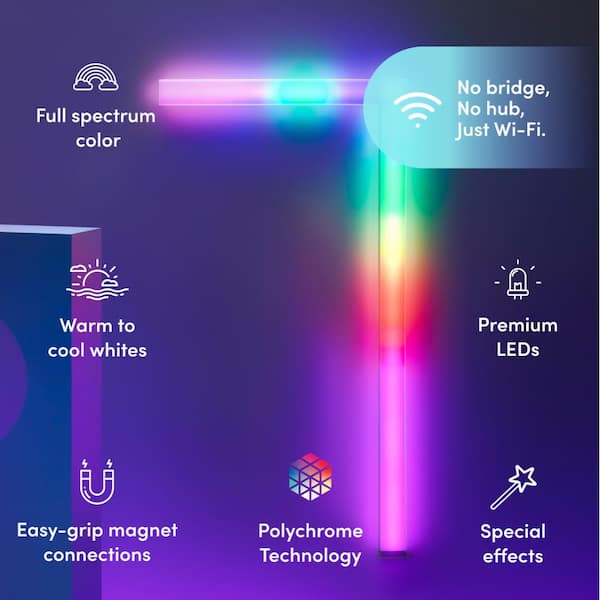 12 in. Multi-Color Smart Wi-Fi LED 4X Beam Light Kit and Corner, Works with Alexa/Hey Google/HomeKit/Siri