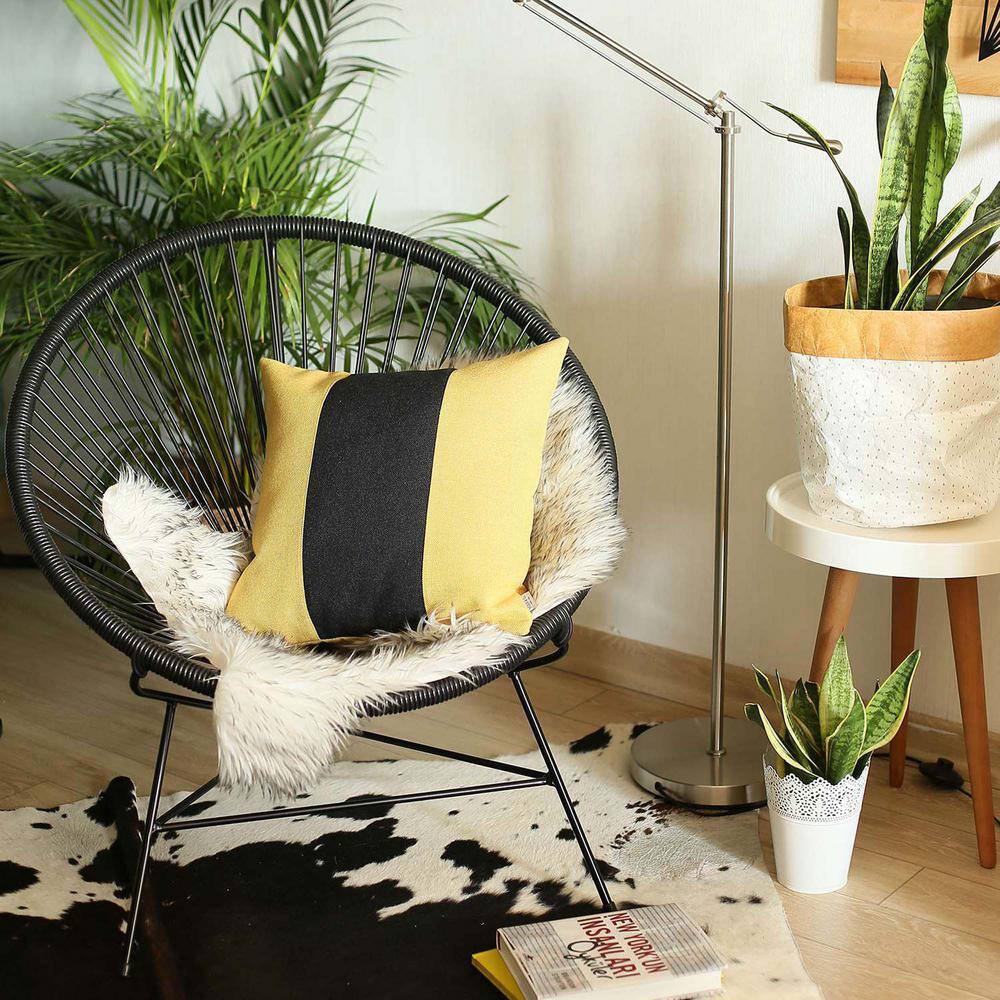 Yellow and Black Polyester Euro Throw Pillow Cover