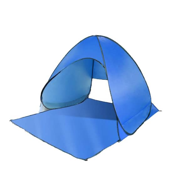 5.4 ft. x 4.9 ft. Blue Pop Up Beach Tent Anti-UV and Waterproof Tent Canopy for 2/3 Man with Net Window Storage Bag