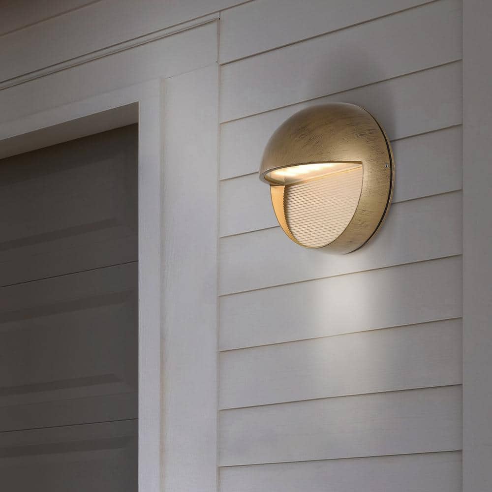 Antique Gold 6.25" Iron Outdoor LED Wall Sconce