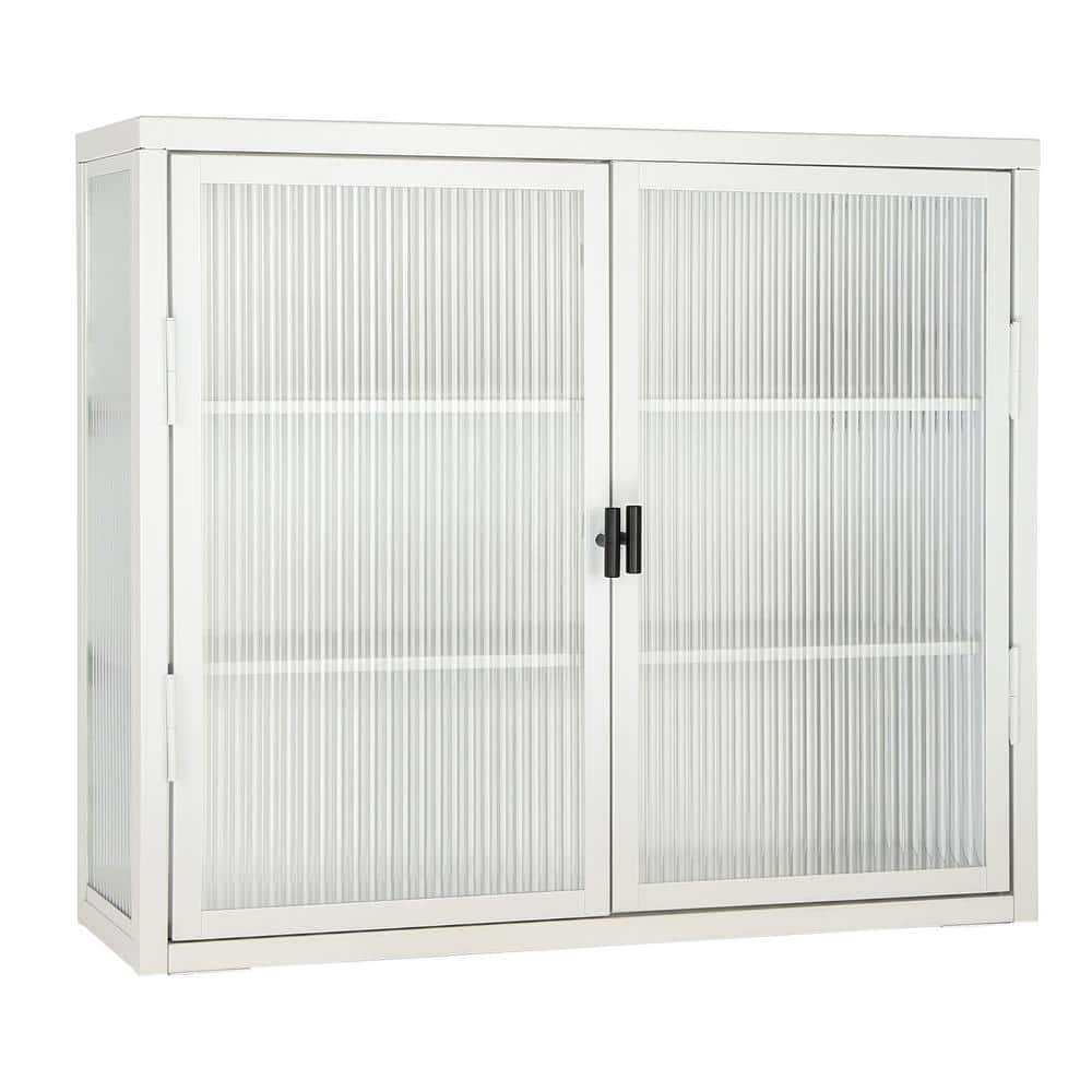 27.6 in. W x 9.1 in. D x 23.6 in. H Steel Bathroom Storage Wall Cabinet wit