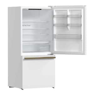 31 in. 17.2 cu. ft. Antique Brass Handles Included Milano Espresso Bottom Freezer Right Swing Door Refrigerator in White