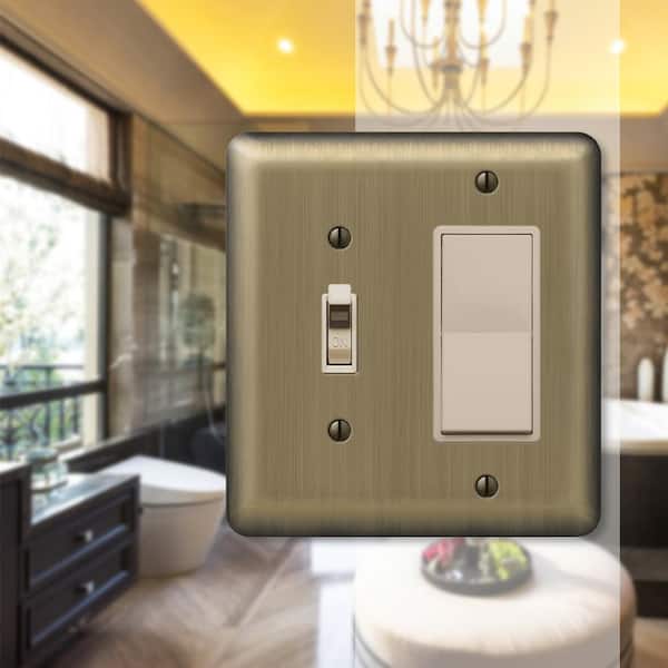 Devon Brushed Brass 2-Gang 1-Toggle/1-Decorator/Rocker Wall Plate (1-Pack)