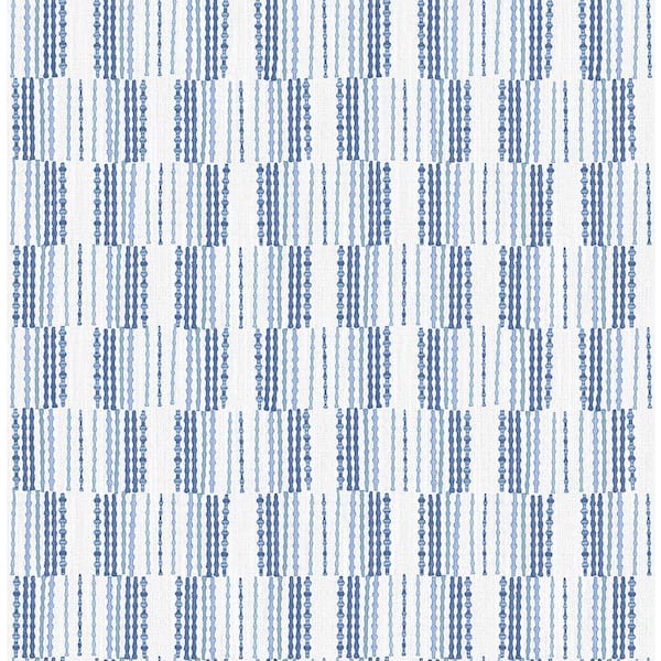 A-Street Prints Burgen Blue Geometric Linen Blue Wallpaper Sample