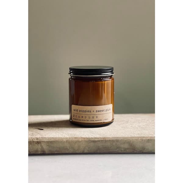 Z CANDLES Wild Poppies plus Sweet Plum, Amber Jar Candle 8 oz.  amber8wildpoppi - The Home Depot