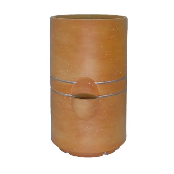 11.5 in. Dia Modern Self Watering Pot in White Wash Terracotta