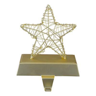 7 in. LED Lighted Gold Wired Star Christmas Stocking Holder