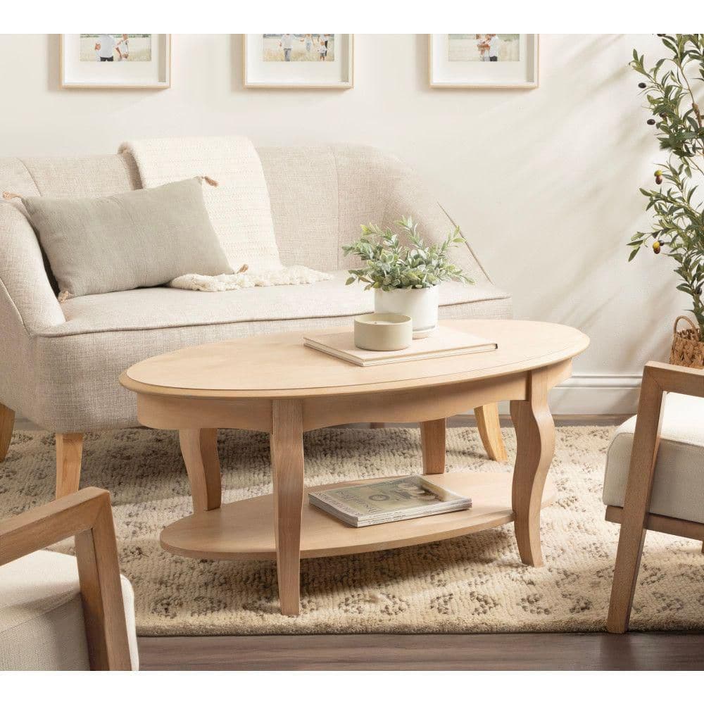 Kate and Laurel Sutherlin 42 in. Natural Oval Wood Coffee Table