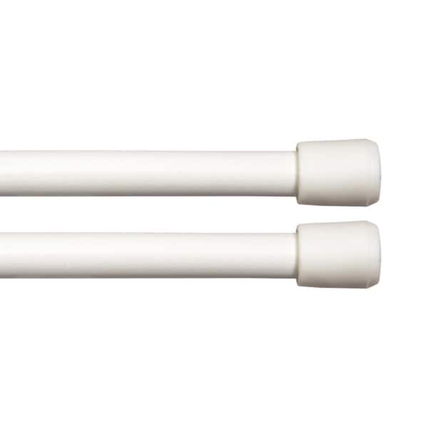 Kenney Fast Fit No Tools 18 in. - 28 in. Adjustable Spring Tension Curtain Rod, 7/16 in. Dia. in White, Set of 2