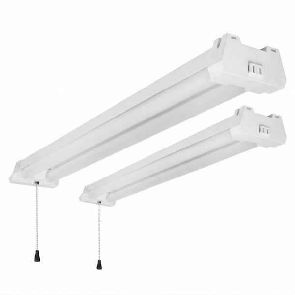 4 ft. 43-Watt Integrated LED White Garage Utility Shop Light (2-Pack), 4500 Lumens Each, 5000K Daylight, Linkable