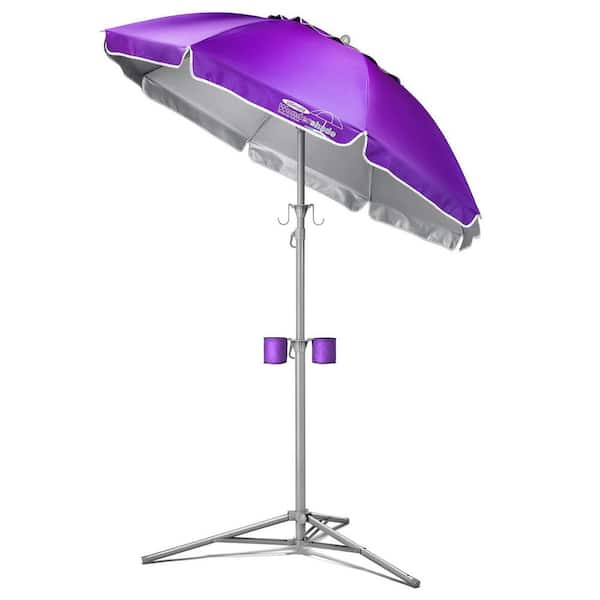 Unbranded 5 ft. Beach Umbrella Portable Sun Shade Umbrella for Instant Lightweight and Adjustable Sun Protection in Purple