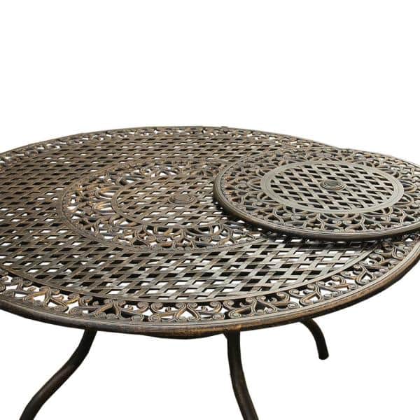 Bronze With Lazy Susan Hd2555 Round, Outdoor Round Patio Table With Lazy Susan