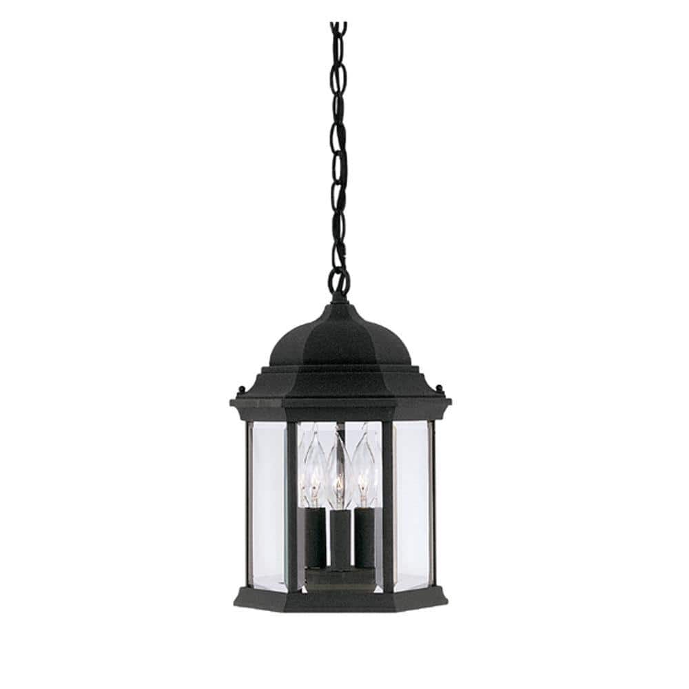 Devonshire Black Aluminum 15" Outdoor Hanging Lantern with Clear Glass