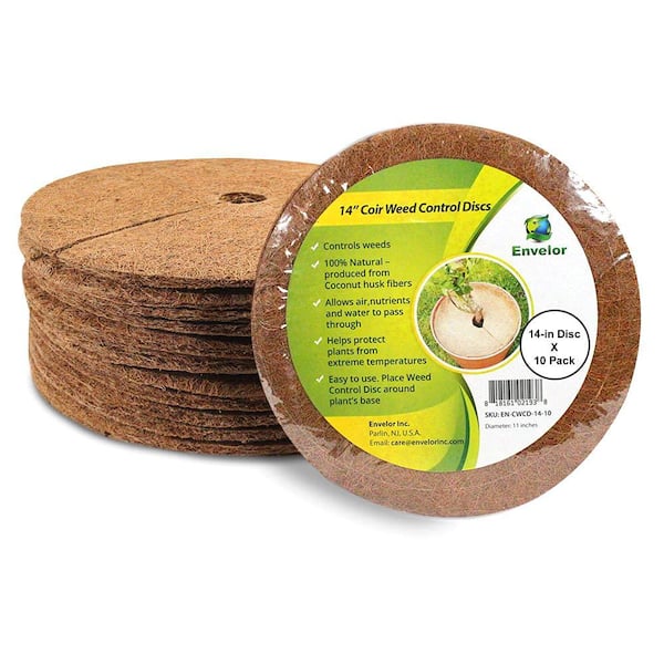 Envelor 14 in. x 0.3 in. Coconut Fiber Mulch Tree Ring Protector Mat (10-Pack)