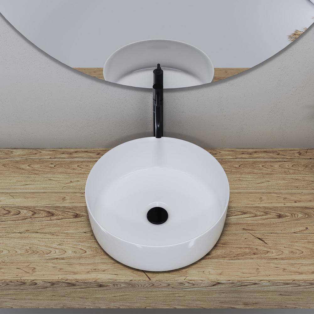 14'' Round White Ceramic Undermount Bathroom Sink