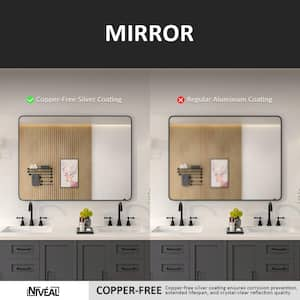 60 in. W x 36 in. H Rectangular Framed Wall Bathroom Vanity Mirror in Matte Black