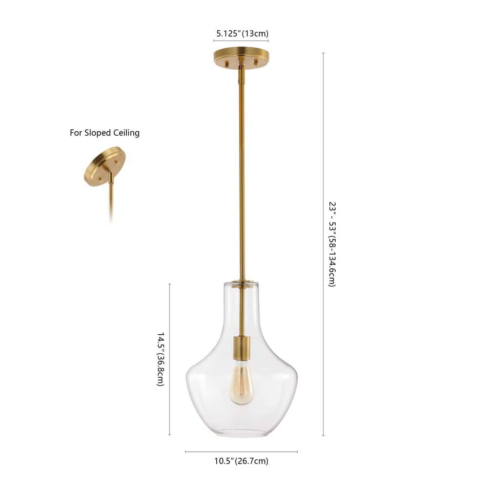 Watts 10.5" Gold and Clear Glass LED Pendant Light