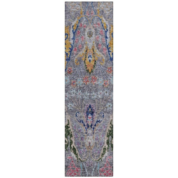 Chantille Machine Washable Indoor/Outdoor Abstract ACN1932 Gray 2 ft. 3 in. x 7 ft. 6 in. Runner Rug