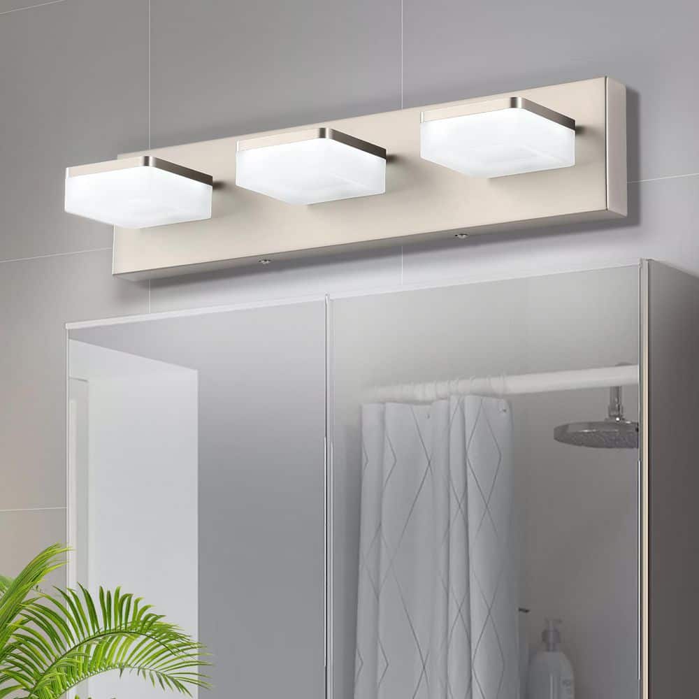 19.69 in. 3-Light Nickel Vanity Light with Dimmable 5500K Light and 270° Swivel Range Acrylic Lampshade price history on PriceWatchPro