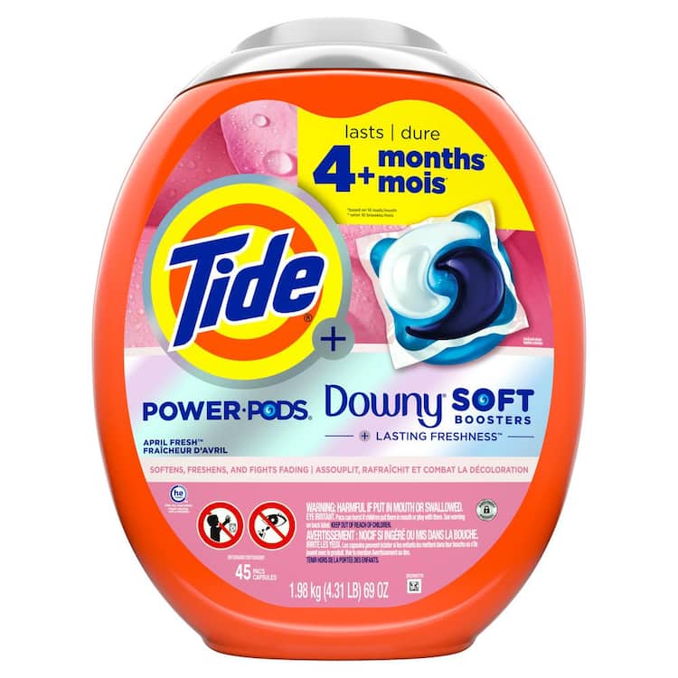 Tide 2 in 1 Power Pods April Fresh with Downy Scent Laundry Detergent Pods, 45-Count