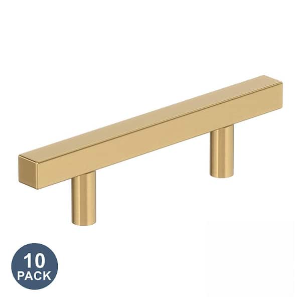 10-Pack Bar Pulls Square 3 in. 76mm Modern Champagne Bronze Bar Cabinet Pulls