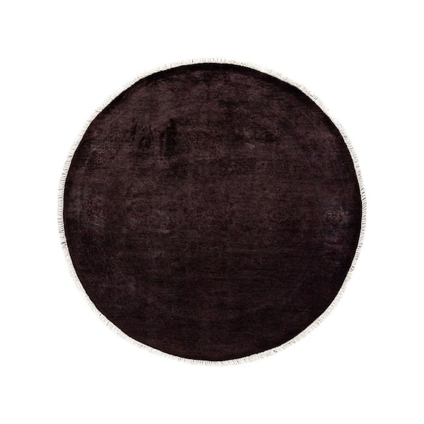 Overdyed Brown 4 ft. 4 in. x 4 ft. 4 in. Wool Indoor Area Rug