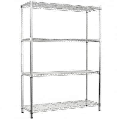 Chrome 59.4 in. H Heavy Duty Metal Wire Storage Shelving Unit with 4 Adjustable Shelves for Garage Kitchen and Pantry