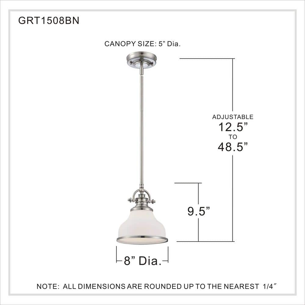 Brushed Nickel Mini Pendant Light with Opal Glass Shade