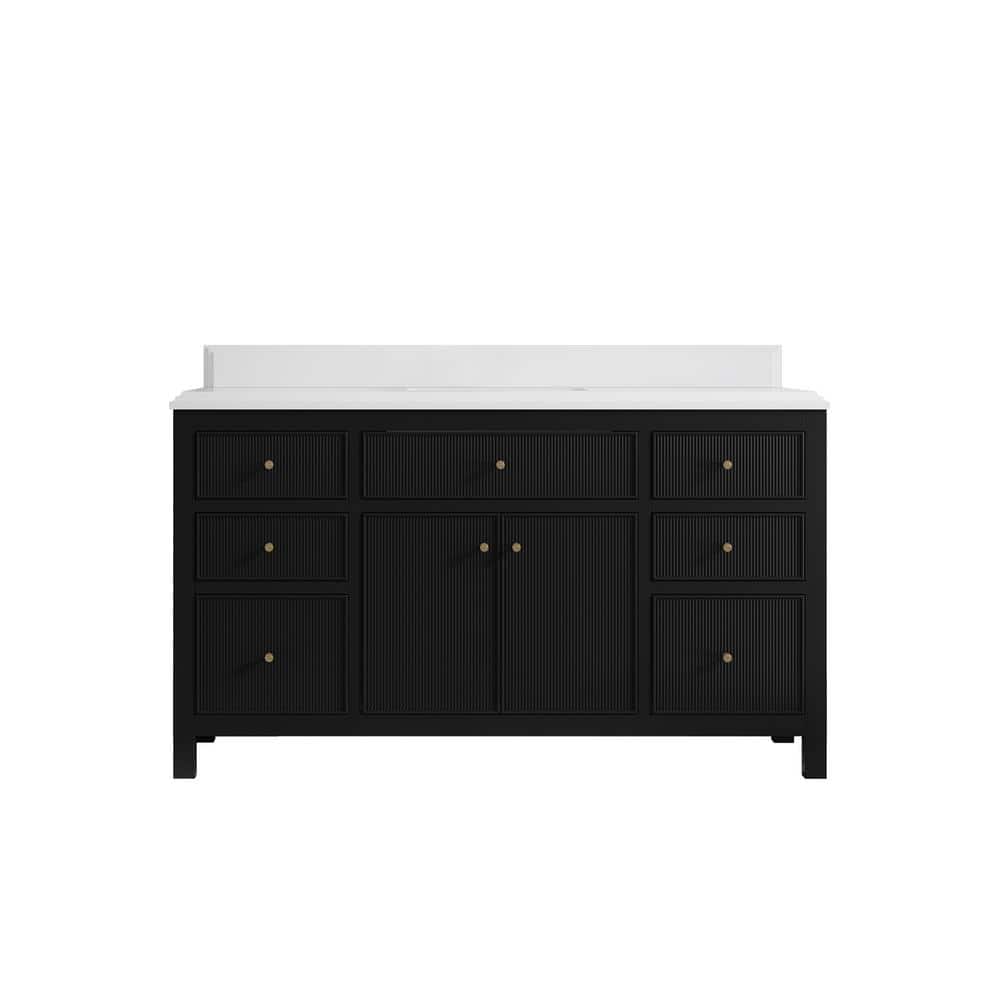 Sonoma 60 in. W x 22 in. D x 36 in. H Single Sink Bath Vanity in Black with Cove Edge White Quartz Top price history on PriceWatchPro