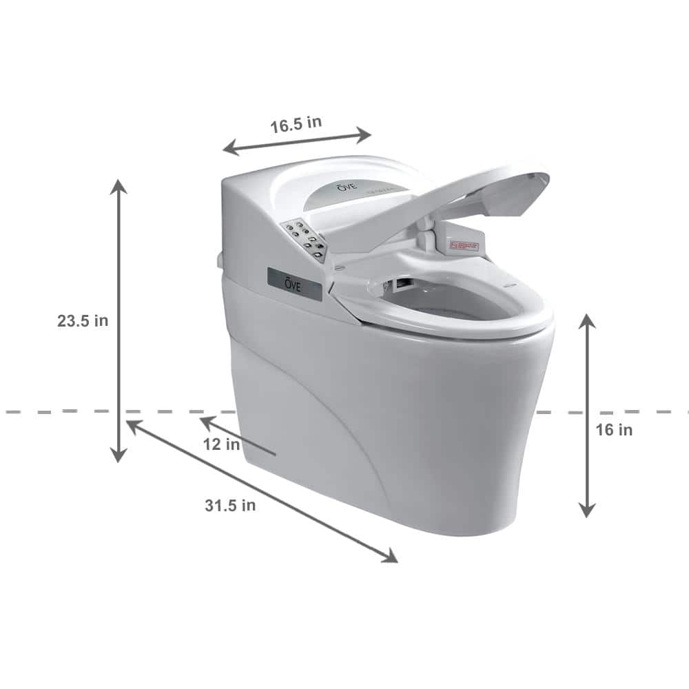 White High Efficiency One-Piece Smart Bidet Toilet with Remote Control