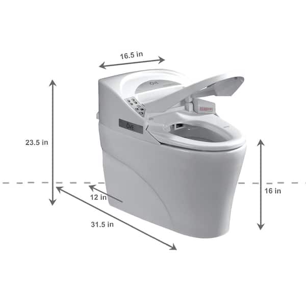 OVE Decors - Smart 1-Piece 1.28 GPF Single Flush Elongated Toilet and Bidet with Seat in White