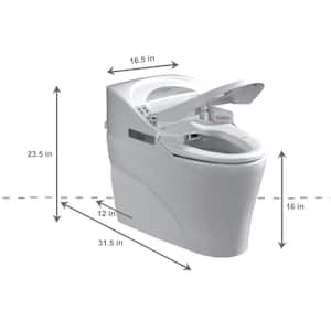 Smart 1-Piece 1.28 GPF Single Flush Elongated Toilet and Bidet with Seat in White