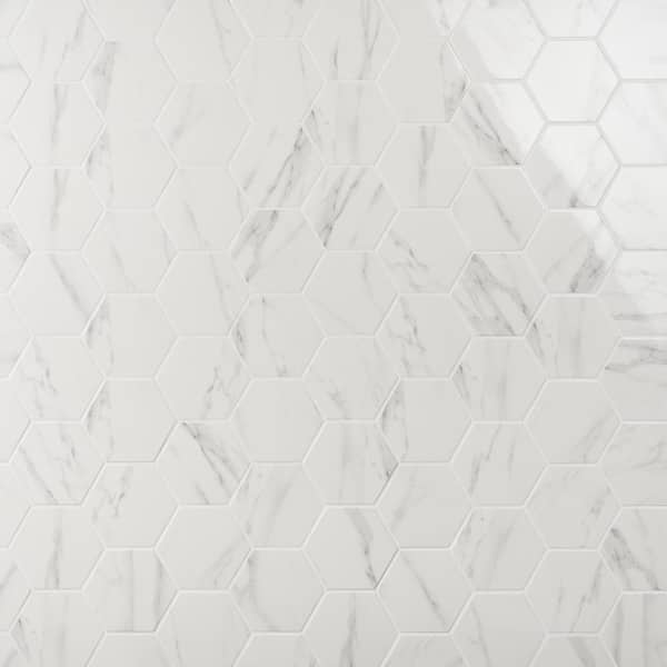 Ivy Hill Tile Santorini Statuario White 5.9 in. x 6.69 in. Polished Porcelain Floor and Wall Tile (6.13 sq. ft./Case)