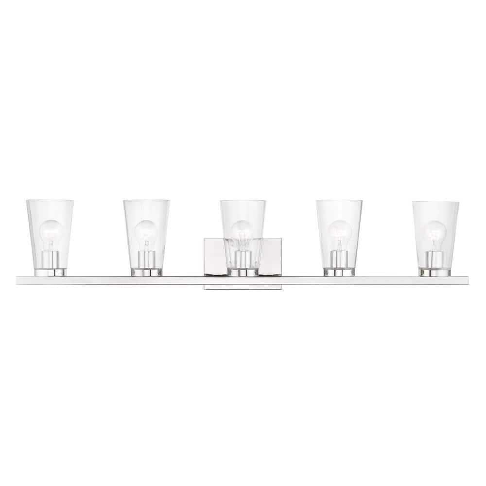 Ridgeway 40 in. 5-Light Polished Chrome Vanity Light with Clear Glass price history on PriceWatchPro