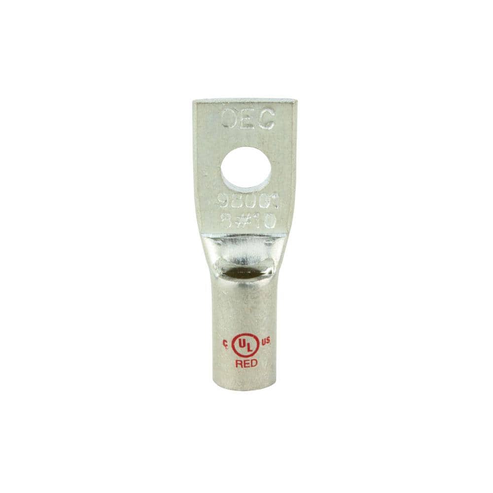 Copper 1-Hole Straight Short Barrel Compression Lug for #8 Stranded Wire, R