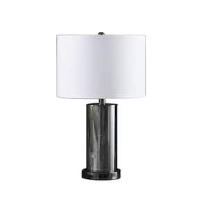 21.25 in. Cynx Led Night Light Mid-Century Glass Black Chrome Table Lamp
