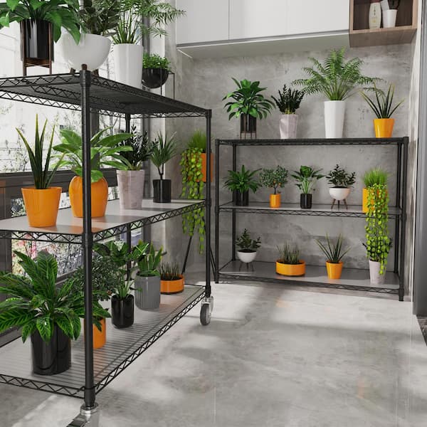 6 Tier Wire Shelving Unit, 6000 LBS NSF Height Adjustable Metal Garage Storage Shelves with Wheels in Black
