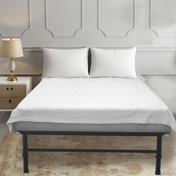 HOMESTOCK Black Steel Bed Frame Twin Platform Bed with 14 in. Height, Heavy-Duty Construction, Foldable Design, Metal Slats