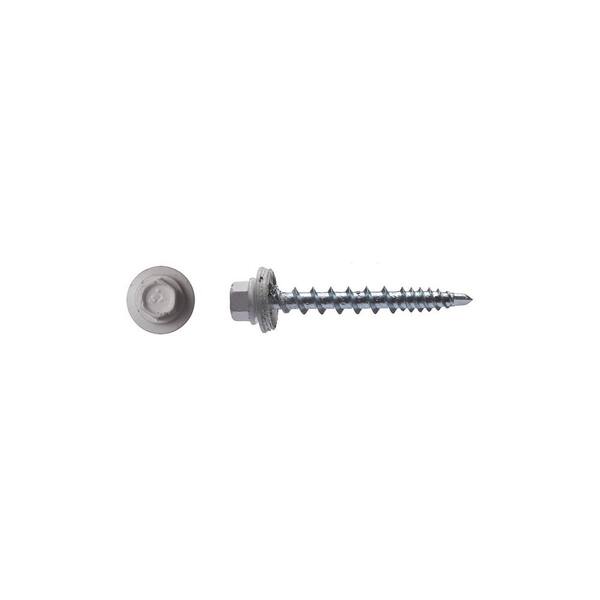 BIG TIMBER #10 x 1 in. Brite White Hex Washer Head Metal to Wood Screw (100-Pack)