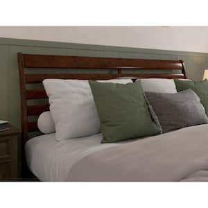 Savannah Walnut Brown Solid Wood King Headboard with Attachable Charger