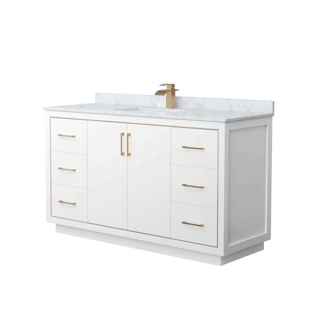Icon 60 in. W x 22 in. D x 35 in. H Single Bath Vanity in White with White Carrara Marble Top price history on PriceWatchPro
