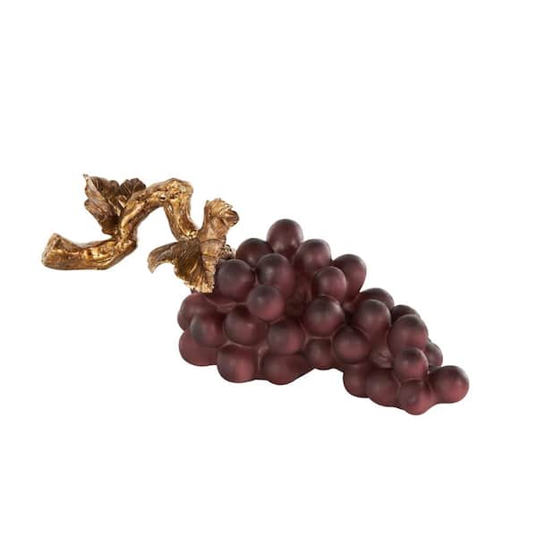 Litton Lane Purple 6 in. x 14 in. Poly Stone Grapefruit Sculpture with Gold Stem